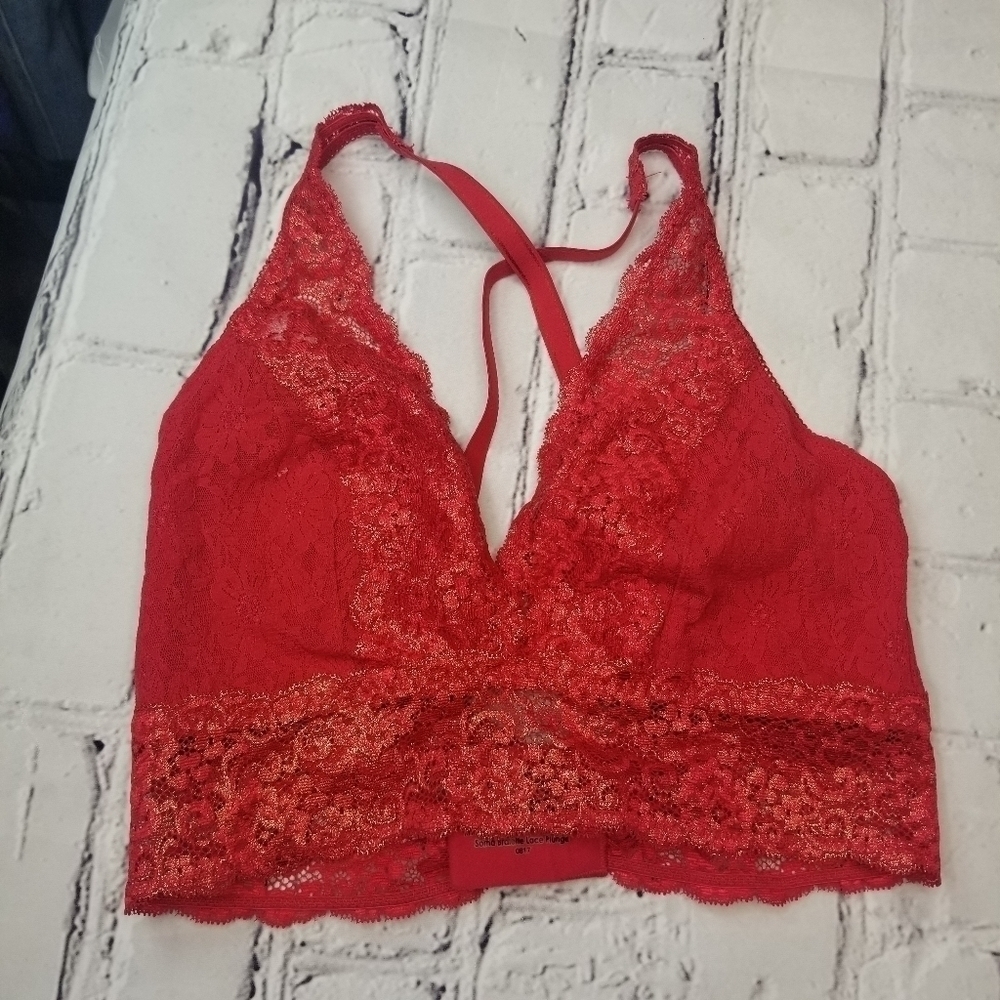 Soma red lace plunge bralette